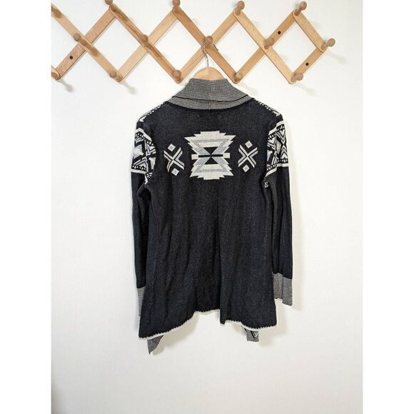 If It Were Me Open Front Aztec Print Cotton Cardigan Sweater - Size Large - Picture 4 of 6